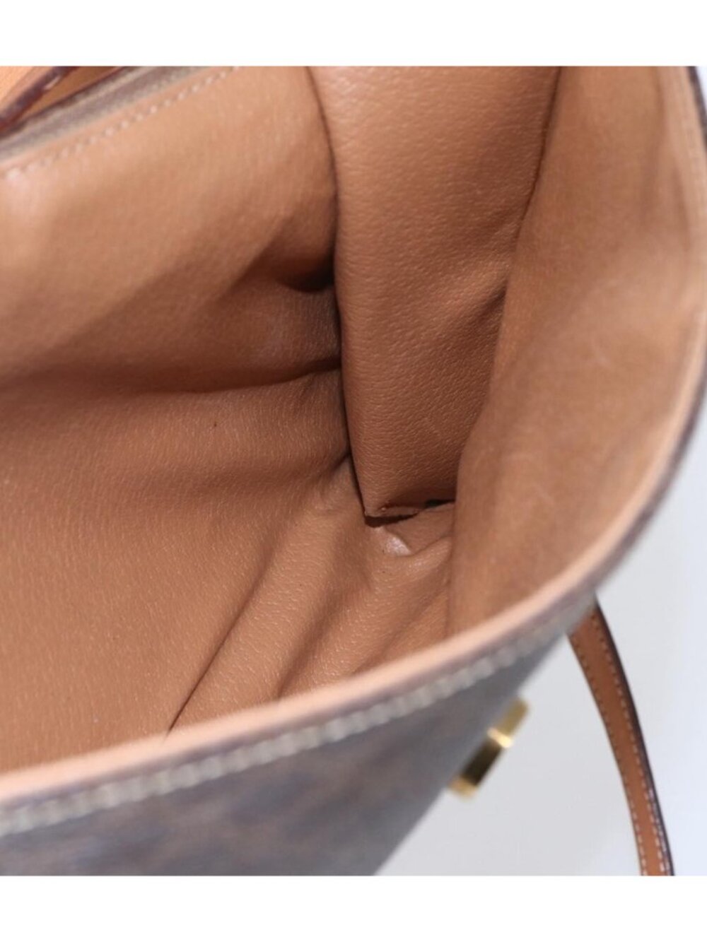 CELINE Macadam Canvas Circle Shoulder Bag PVC Leather Brown Gold - Picture 13 of 16